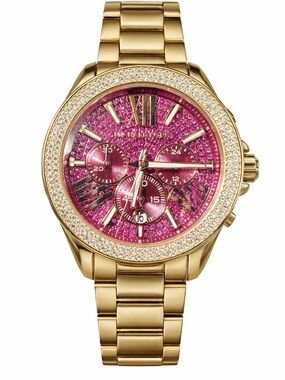 Michael Kors Gold Bracelet Watch with Pink Glitter Dial